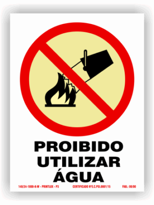 Placa PVC Proibido Utilizar Agua
