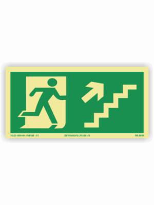 Placa PVC Saída Escada Subindo Direita