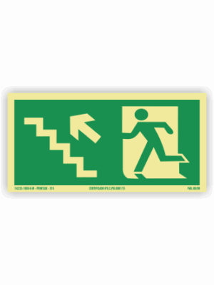 Placa PVC Saída Escada Subindo Esquerda