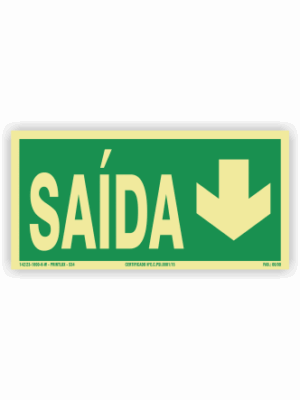 Placa PVC Saída Seta para Baixo