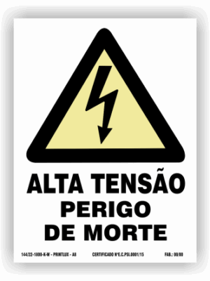 Placa PVC Perigo Alta Tensão