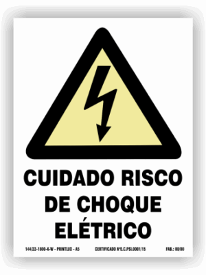 Placa PVC Risco Choque Elétrico